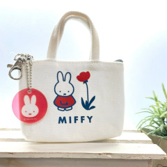 Japan Miffy Mini Pouch - Miffy : Tote Bag White Red Flower