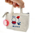 Japan Miffy Mini Pouch - Miffy : Tote Bag White Red Flower - 2