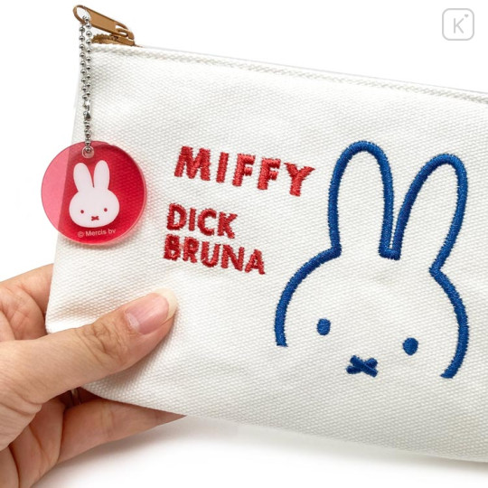 Japan Miffy Flat Pouch - Miffy : White Blue Red - 3