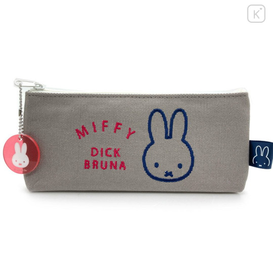 Japan Miffy Pen Pouch Pencil Case - Miffy : Grey Blue Red - 1