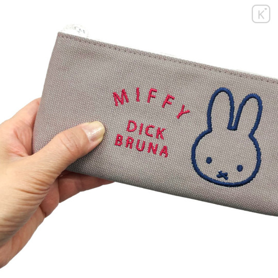 Japan Miffy Pen Pouch Pencil Case - Miffy : Grey Blue Red - 3