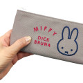 Japan Miffy Pen Pouch Pencil Case - Miffy : Grey Blue Red - 3