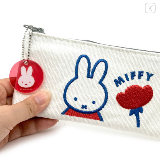 Japan Miffy Pen Pouch Pencil Case - Miffy : White Blue Red - 3