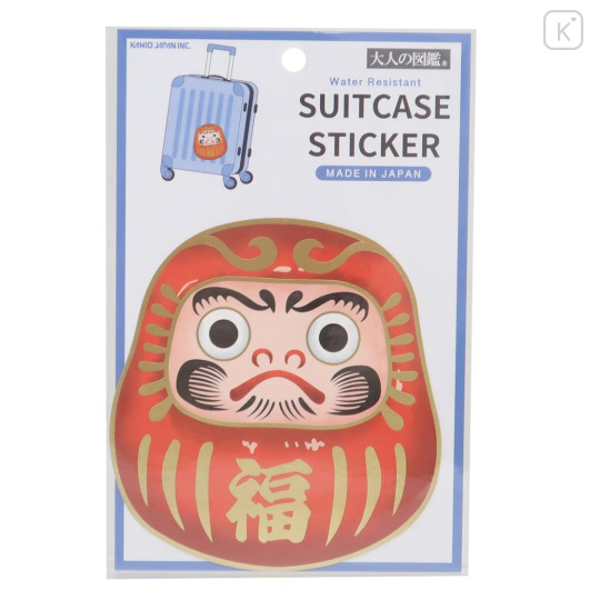 Japan Large Vinyl Picture Book Suitcase Sticker - Daruma - 1