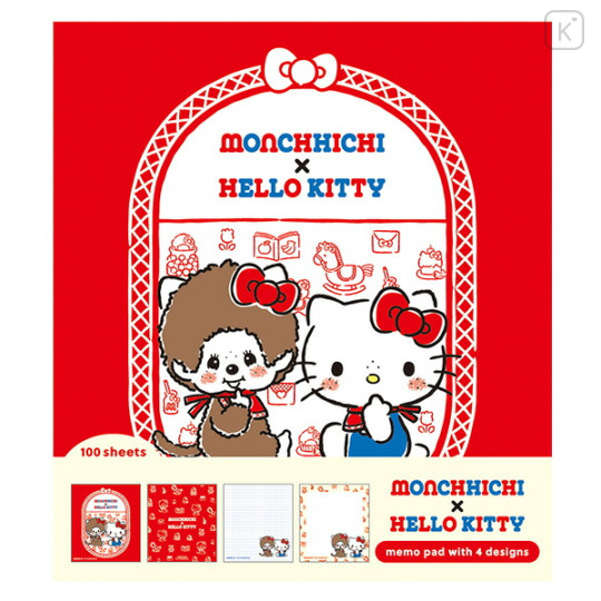 Japan Monchhichi × Sanrio Memo Pad - Hello Kitty : 50th Anniversary Standard B - 1