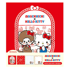 Japan Monchhichi × Sanrio Memo Pad - Hello Kitty : 50th Anniversary Standard B