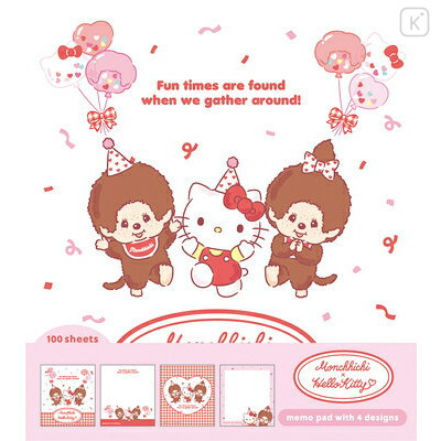 Japan Monchhichi × Sanrio Memo Pad - Hello Kitty : 50th Anniversary Party B - 1