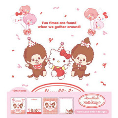 Japan Monchhichi × Sanrio Memo Pad - Hello Kitty : 50th Anniversary Party B