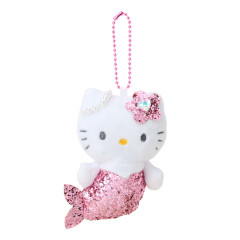 Japan Sanrio Glitter Mascot Holder - Hello Kitty : Fantasy Collection Mermaid Pink