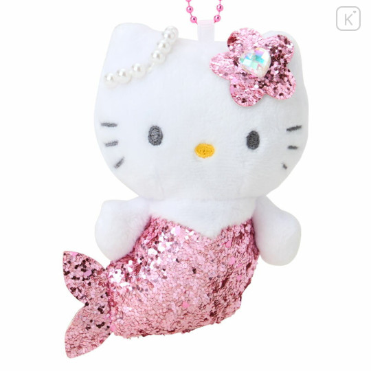 Japan Sanrio Glitter Mascot Holder - Hello Kitty : Fantasy Collection Mermaid Pink - 2