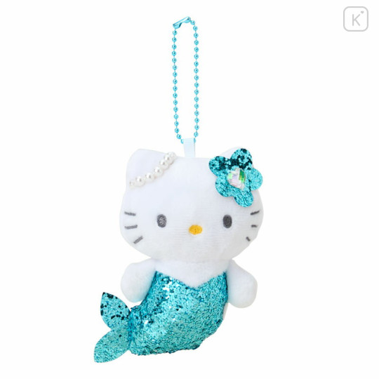 Japan Sanrio Glitter Mascot Holder - Hello Kitty : Fantasy Collection Mermaid Blue - 1