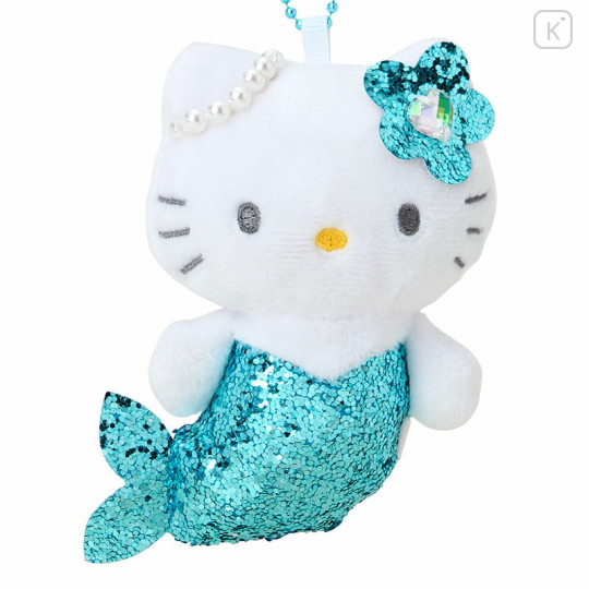 Japan Sanrio Glitter Mascot Holder - Hello Kitty : Fantasy Collection Mermaid Blue - 2