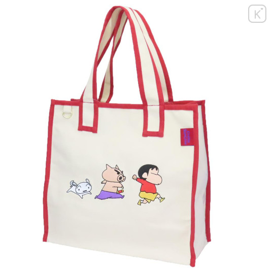Japan Crayon Shin-chan Canvas Tote Bag - Shinnosuke Nohara : Friends Red - 1