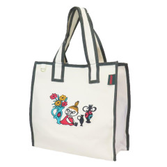 Japan Moomin Canvas Tote Bag - Little My : Flower Grey