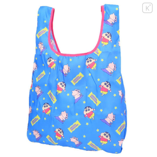 Japan Crayon Shin-chan Eco Shopping Bag With Pocket - Shinnosuke Nohara : Blue Star - 1