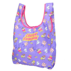 Japan Crayon Shin-chan Eco Shopping Bag With Pocket - Shinnosuke Nohara : Friends Purple