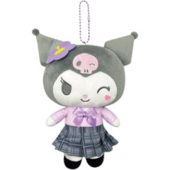 Japan Sanrio Ballchain Plush Pouch - Kuromi : Uniform