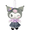 Japan Sanrio Ballchain Plush Pouch - Kuromi : Uniform - 1