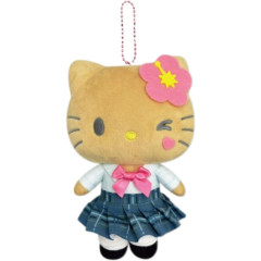 Japan Sanrio Ballchain Plush Pouch - Hello Kitty : Suntan Uniform