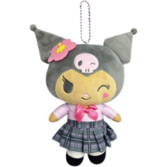 Japan Sanrio Ballchain Plush Pouch - Kuromi : Suntan Uniform