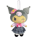 Japan Sanrio Ballchain Plush Pouch - Kuromi : Suntan Uniform - 1