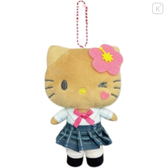 Japan Sanrio Ballchain Mascot Pouch - Hello Kitty : Suntan Uniform - 1