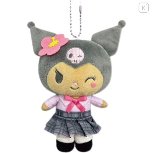 Japan Sanrio Ballchain Mascot Pouch - Kuromi : Suntan Uniform - 1
