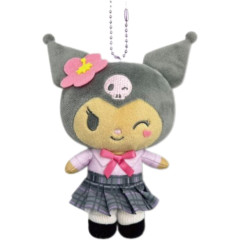 Japan Sanrio Ballchain Mascot Pouch - Kuromi : Suntan Uniform