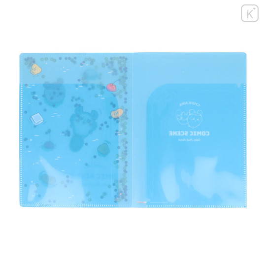 Japan Chiikawa A5 Clear File - Furuhonya Kani-chan & Momonga : Sequin River Comic Scene Cider Fruit Punch - 5