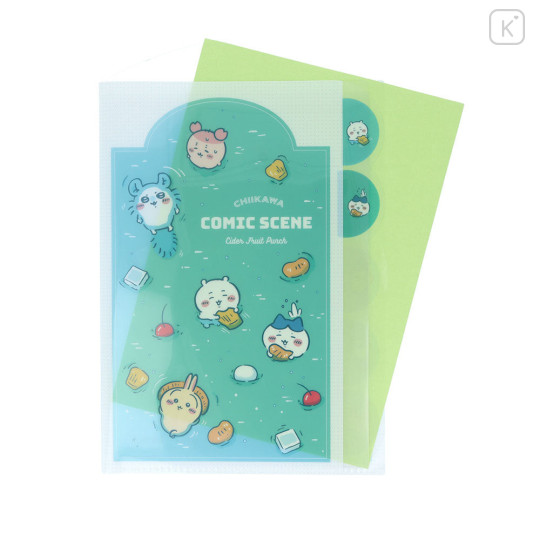 Japan Chiikawa 5 Pockets A4 Clear File - Chiikawa : River Comic Scene Cider Fruit Punch - 4