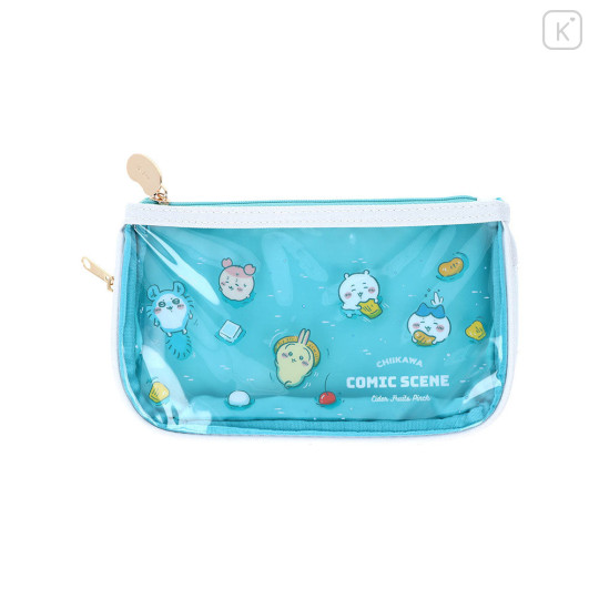 Japan Chiikawa Clear Flat Pouch Pencil Case - Characters : River Comic Scene Cider Fruit Punch - 1