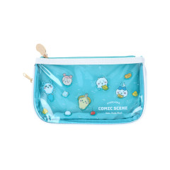 Japan Chiikawa Clear Flat Pouch Pencil Case - Characters : River Comic Scene Cider Fruit Punch