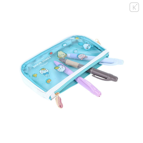 Japan Chiikawa Clear Flat Pouch Pencil Case - Characters : River Comic Scene Cider Fruit Punch - 4