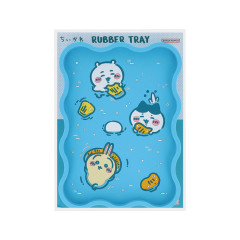 Japan Chiikawa Rubber Accessory Tray - Chiikawa & Hachiware & Usagi : River Comic Scene Cider Fruit Punch