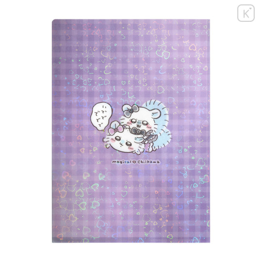 Japan Chiikawa A4 Hologram Clear File - Chiikawa & Momonga : Magical Chiikawa Bad Version Bully - 5