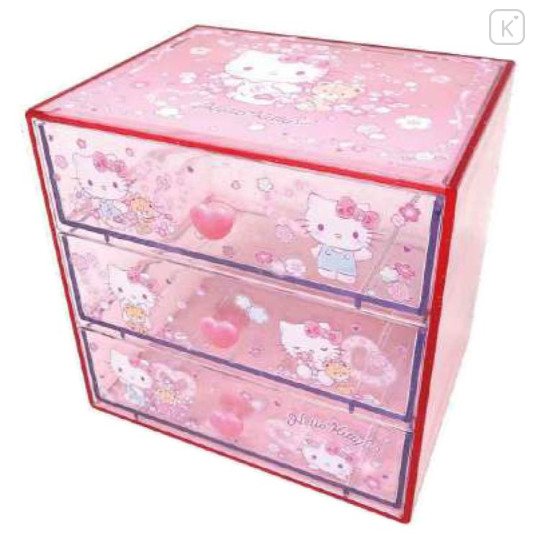 Japan Sanrio Chest Drawer - Hello Kitty & Tiny Chum : Glitter Sakura - 1