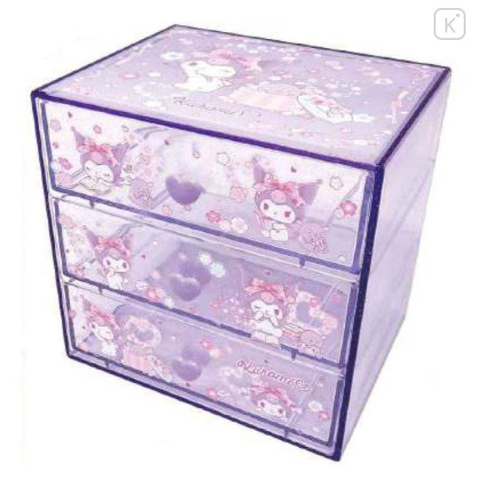 Japan Sanrio Chest Drawer - Kuromi : Glitter Sakura - 1