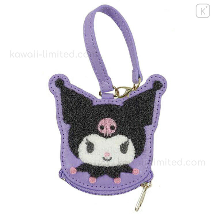 Japan Sanrio Embroidery Mini Pouch Bag Charm - Kuromi : Face