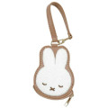 Japan Miffy Embroidery Mini Pouch Bag Charm - Miffy : Face Sleep - 1