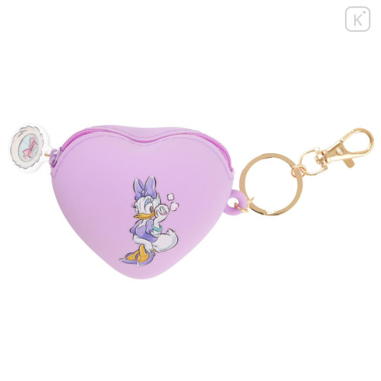 Japan Disney Store Mini Silicone Pouch Keychain - Daisy : Heart-shaped Key Chain Fes - 1