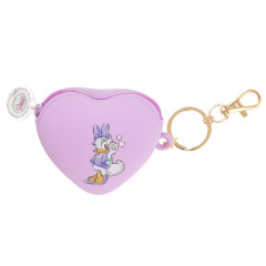 Japan Disney Store Mini Silicone Pouch Keychain - Daisy : Heart-shaped Key Chain Fes
