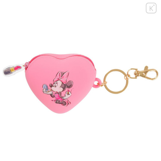 Japan Disney Store Mini Silicone Pouch Keychain - Minnie : Heart-shaped Key Chain Fes - 1