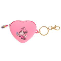 Japan Disney Store Mini Silicone Pouch Keychain - Minnie : Heart-shaped Key Chain Fes