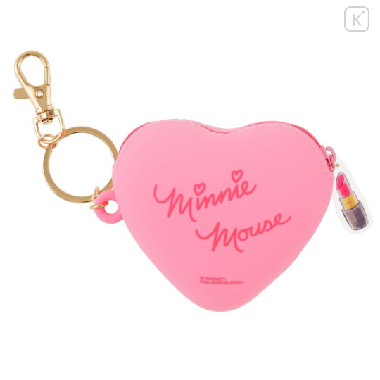 Japan Disney Store Mini Silicone Pouch Keychain - Minnie : Heart-shaped Key Chain Fes - 2