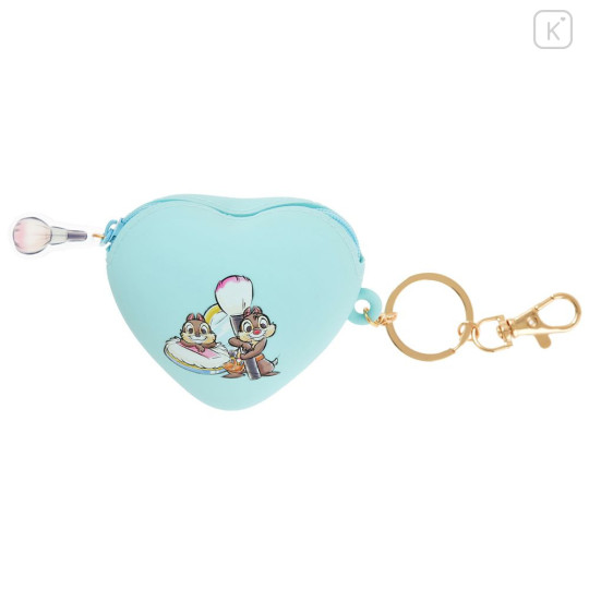 Japan Disney Store Mini Silicone Pouch Keychain - Chip & Dale : Heart-shaped Key Chain Fes - 1