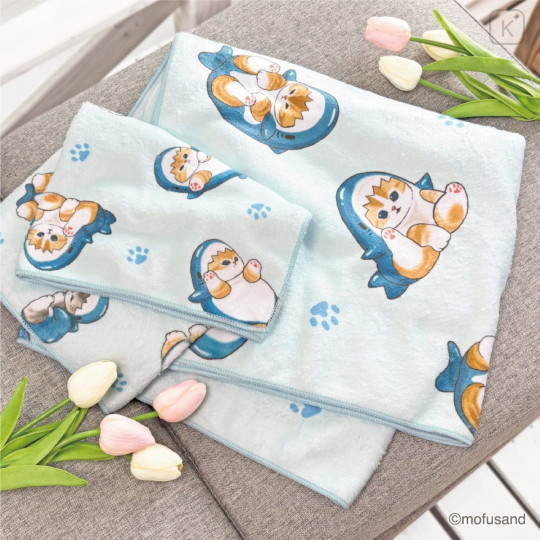 Japan Mofusand Quick Dry Face Towel - Cat Shark Blue - 3