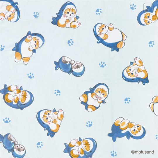 Japan Mofusand Quick Dry Bath Towel - Cat Shark Blue - 5