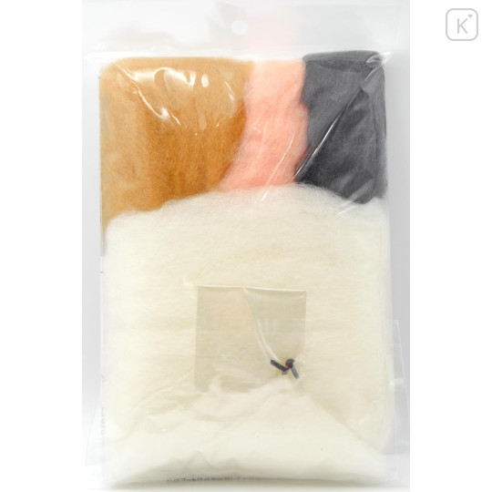 Japan Hamanaka Aclaine Needle Felting Kit - Lying Calico Cat - 3