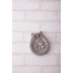 Japan Hamanaka Wool Needle Felting Kit - Poised Cat Accessory Tray
