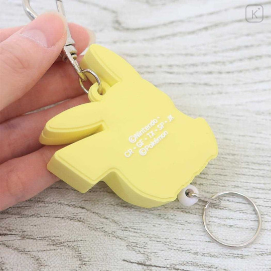 Japan Pokemon Rubber Reel Keychain - Pikachu : Sit - 2